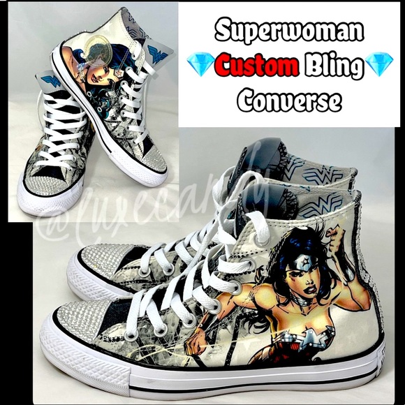 Converse Shoes - 💎Wonder Woman Converse - Custom BLING Converse
